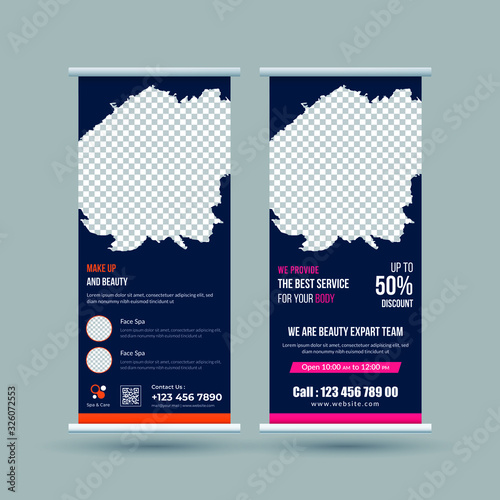 Beauty care, spa roll up banner template