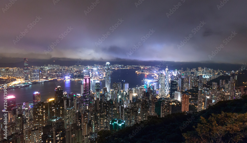 Hong Kong City View At Night. Date: 23 June, 2017.  