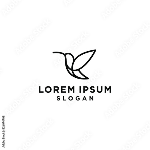 hummingbird colibri bird logo line outline monoline vector icon illustration
