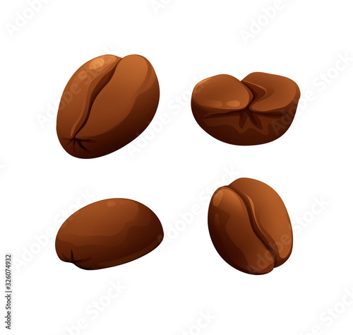 Set of roasted coffee beans in cartoon style
