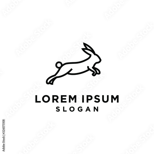rabbit hare jump and run logo vector line art outline download