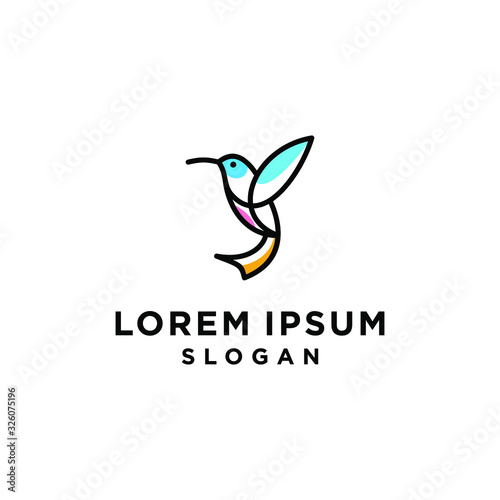 hummingbird colibri bird logo line outline monoline vector icon illustration