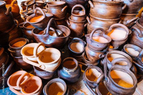 handmade pottery in a old pottery workshop