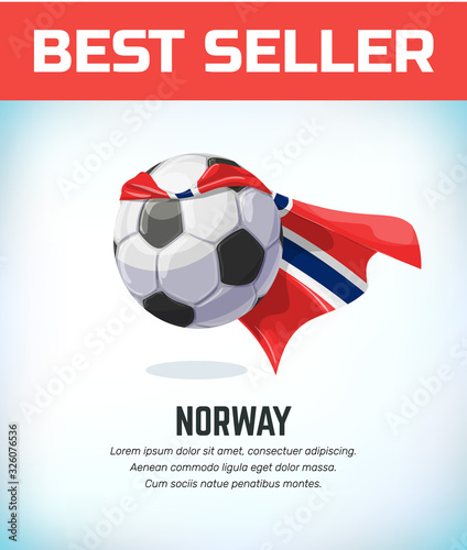 Norway football or soccer ball. Football national team. Vector illustration