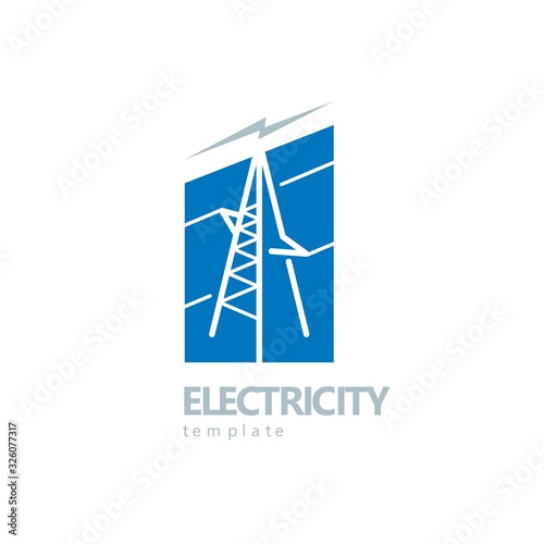 Electricity logo. High voltage pole lines elements.