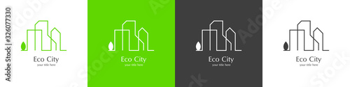 Set of eco city logos. Green city icons. The Green and Clean Movement