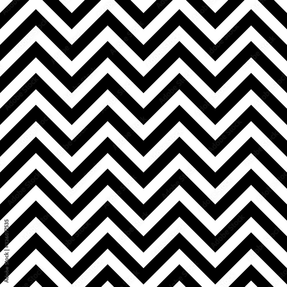 Naklejka Seamless pattern with chevrons. Background with chevron for design prints. Retro style. Simple classic shevron. Monochrome black and white backdrop. Abstract vintage texture. Vector illustration