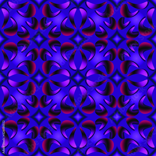 Seamless endless repeating ornament of blue shades 
