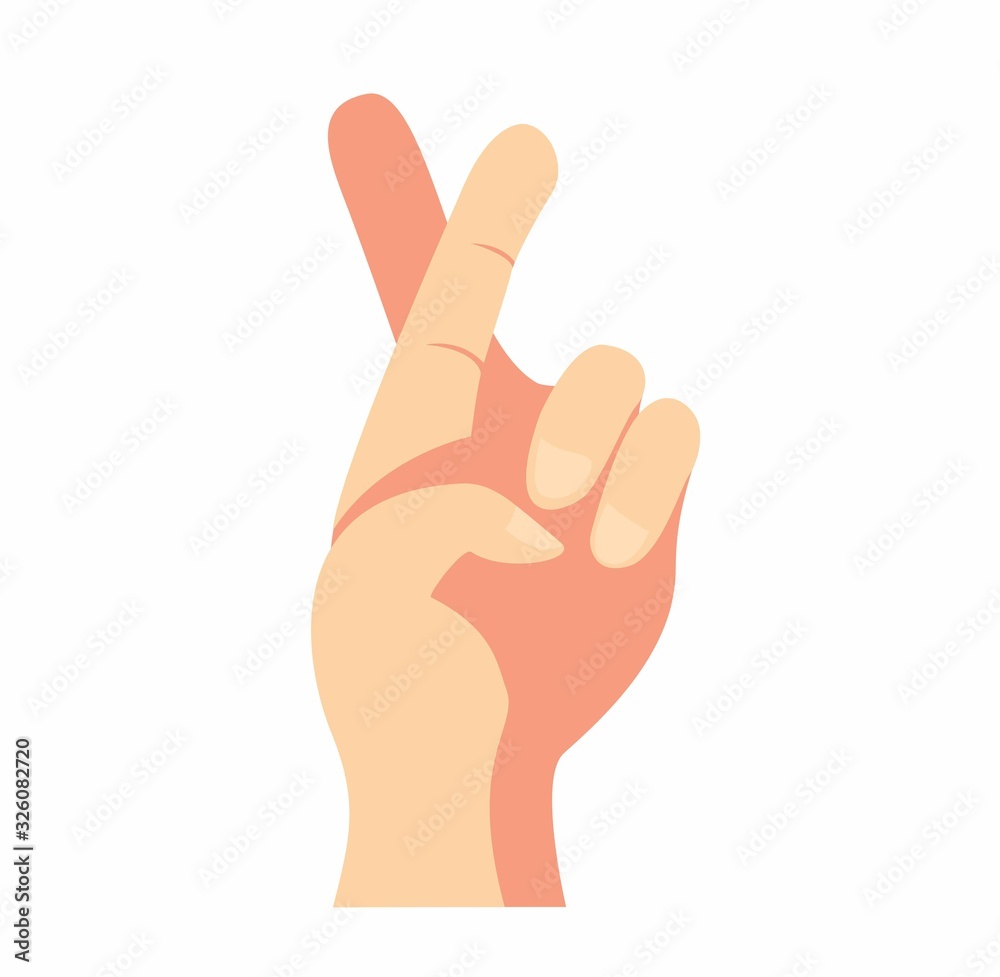 human hand with cross finger symbol in cartoon flat illustration vector isolated in white background human hand with cross finger symbol in cartoon flat illustration vector isolated in white background