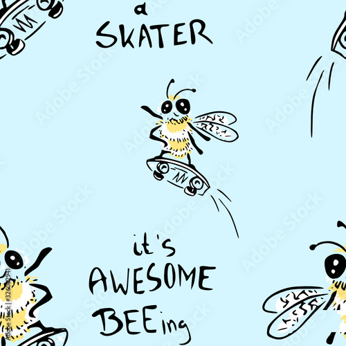 seamless skater bee wallpaper or pattern