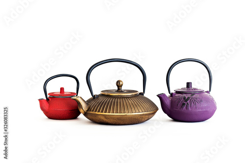 coloured cast iron kettle isolated