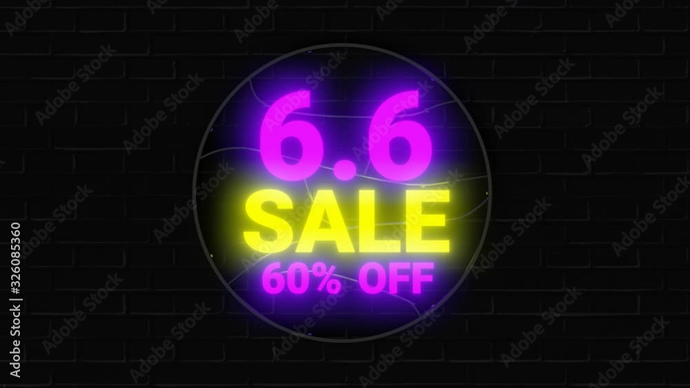 6.6 Online Shopping sale neon sign on dark background. Global shopping world day. 6.6 Online Shopping sale neon sign on dark background. Global shopping world day.