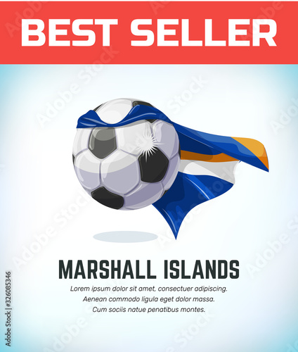 Marshall Islands football or soccer ball. Football national team. Vector illustration