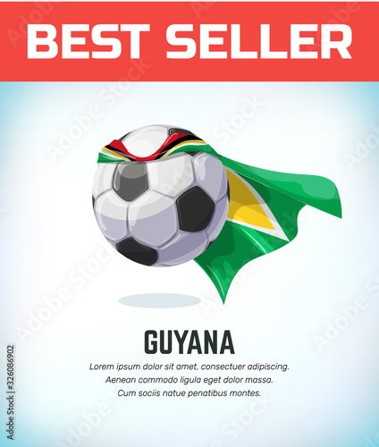 Guyana football or soccer ball. Football national team. Vector illustration