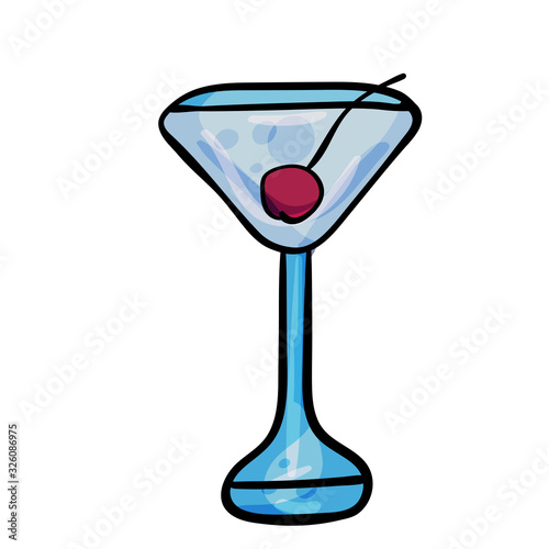 Aperitif drink. Vector doodle illustration on transparent and white backgrounds. Food and Drink,