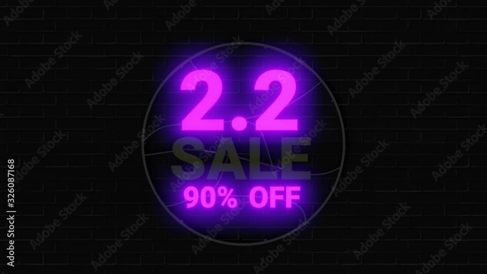 2.2 Online Shopping sale neon sign on dark background. Global shopping world day. 2.2 Online Shopping sale neon sign on dark background. Global shopping world day.