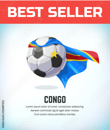 Congo football or soccer ball. Football national team. Vector illustration