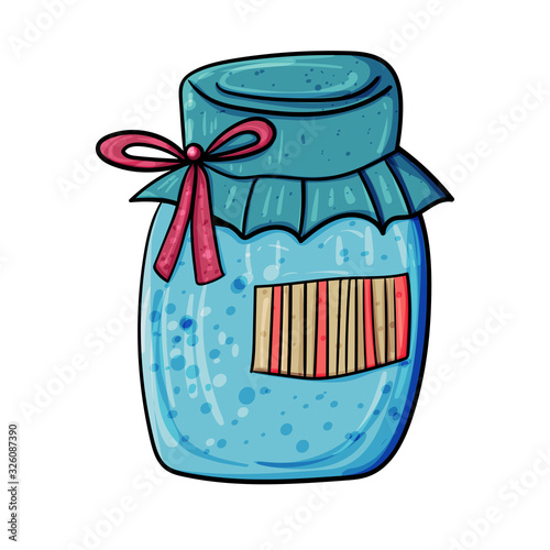 Dessert jam or confiture in glass jar. Vector doodle illustration