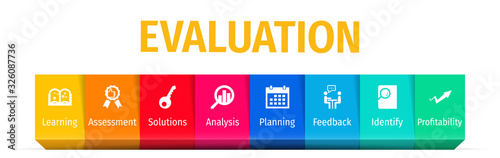 Evaluation Flat Vector Icons. Evaluation Vector Background with Icons.