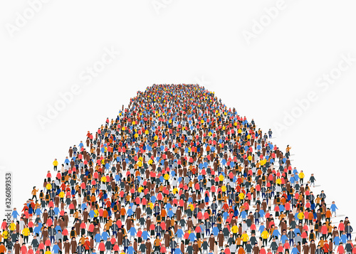 Template with a crowd of business people standing in a line. People crowd.