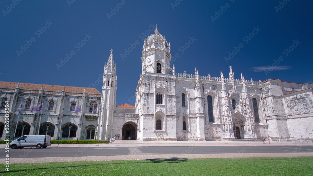 The Jeronimos Monastery or Hieronymites Monastery is located in Lisbon, Portugal timelapse