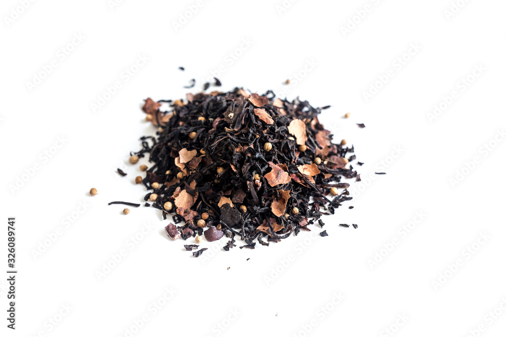 different sorts of black or green tea in bulk on a white background close-up isolated different sorts of black or green tea in bulk on a white background close-up isolated
