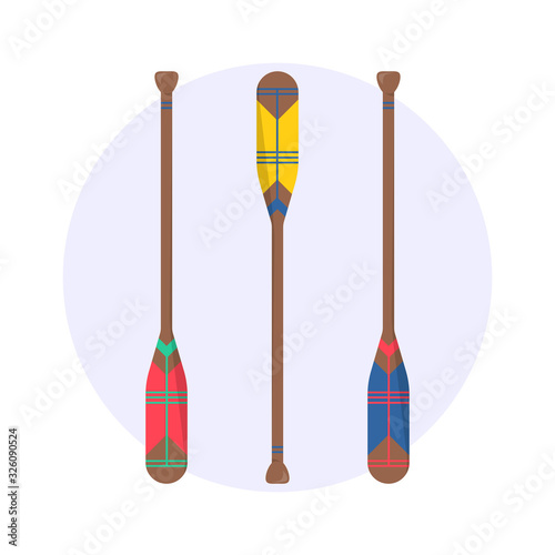 Set of cute oar paddle boat in cartoon