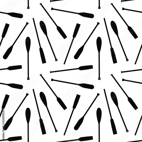 Seamless pattern with oars paddle silhouette