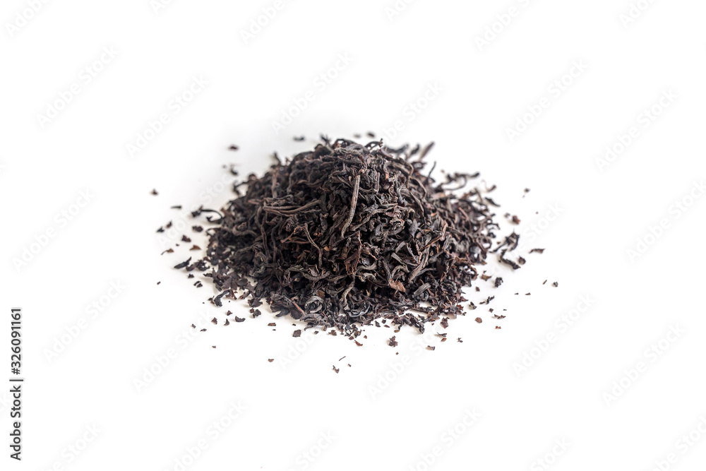 different sorts of black or green tea in bulk on a white background close-up isolated different sorts of black or green tea in bulk on a white background close-up isolated