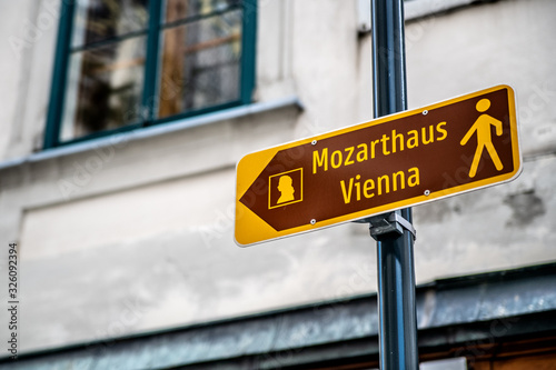 Photography Pointer to the House of Mozart. Vienna. Austria
