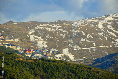 Granada, Spain - February 20, 2020: Landscape of Sierra Nevada in Granada.