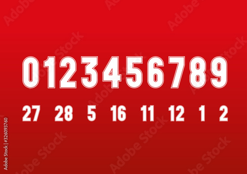 Vintage style Ferrari Formula 1 race numbers on the red background  vector graphics