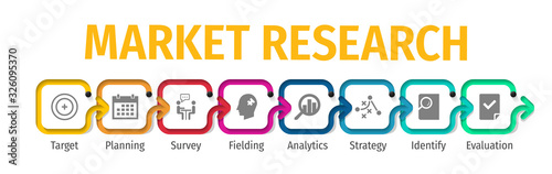 Market Research Flat Vector Icons. Market Research Vector Background with Icons.
