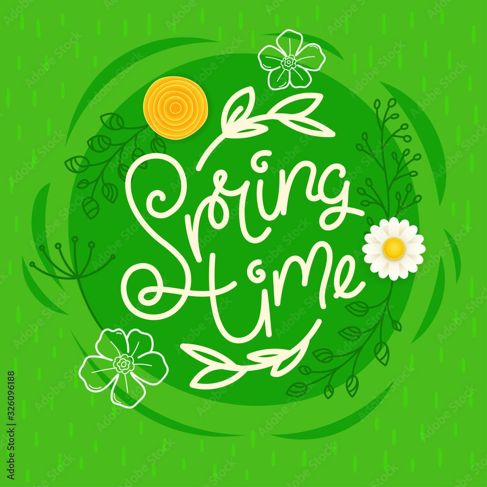 Spring time vector concept with calligraphic inscription Spring time vector concept with calligraphic inscription