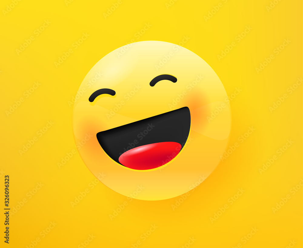Laugh loudly emoticon. 3d comic style editable vector illustration