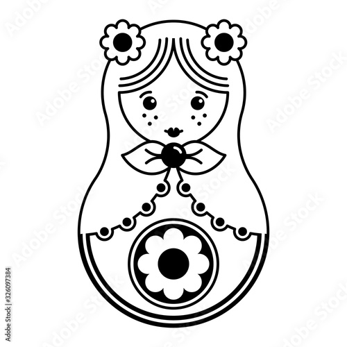 silhouette of a nesting doll is isolated on a white background, Russian nesting doll, grandmother doll, Russian souvenir, gift, national ornament. Vector illustration