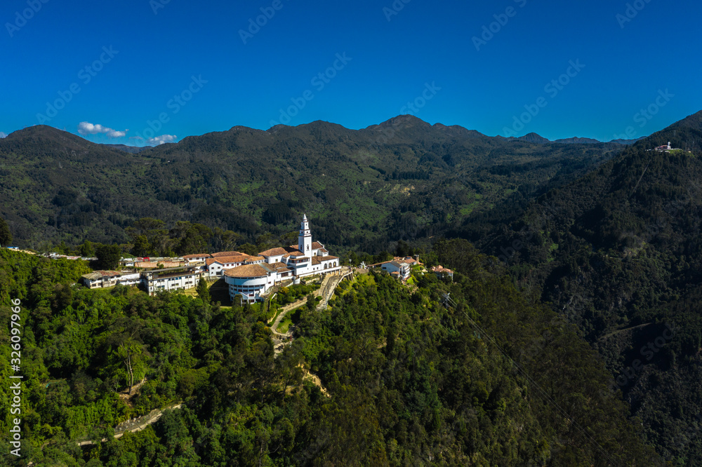 Aerial panoramic View of the Montserrat Mountain in Colombia.