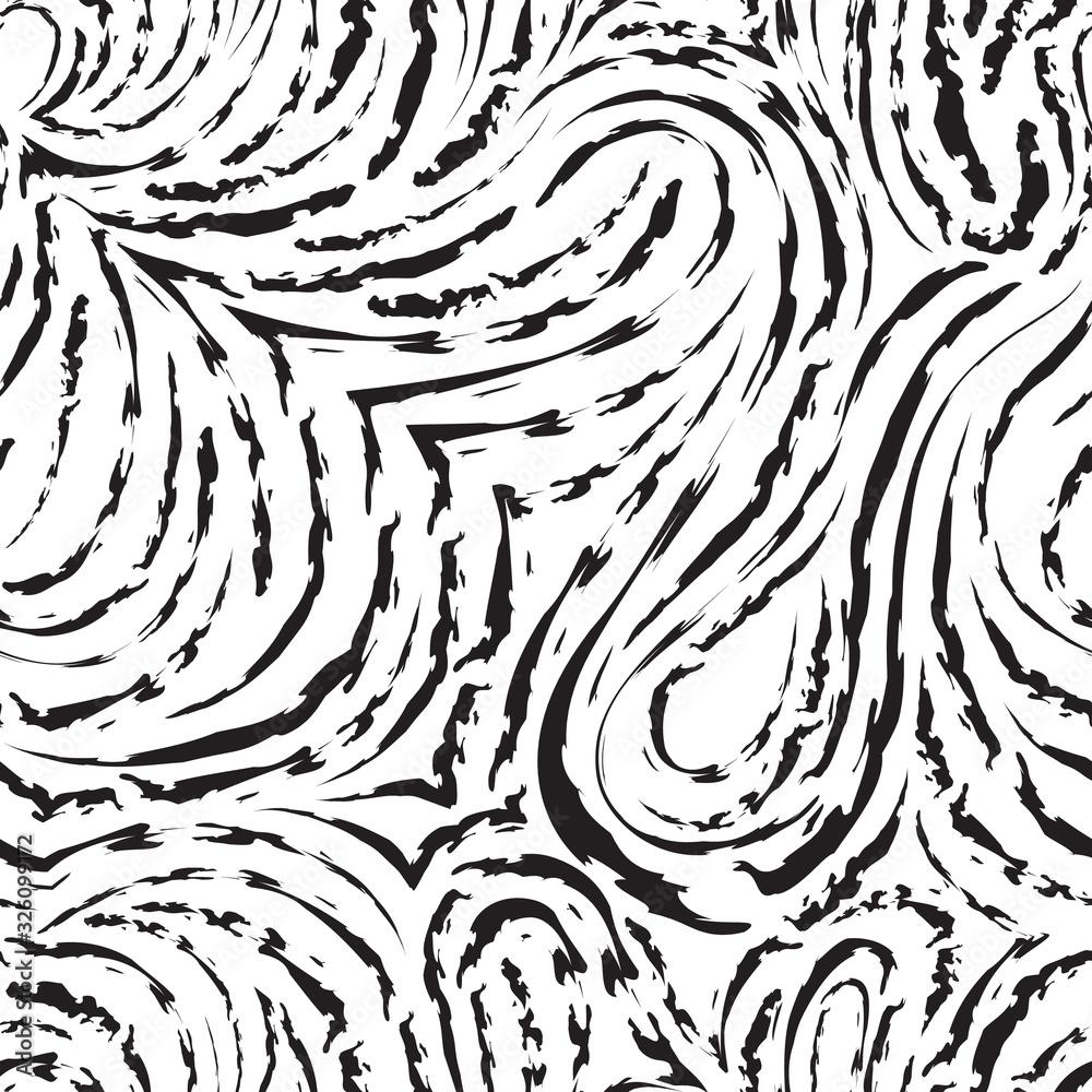 Seamless vector pattern of smooth and broken lines in the form of loops and arcs. Black texture for decoration of fabrics or wrapping paper. Papillary lines Seamless vector pattern of smooth and broken lines in the form of loops and arcs. Black texture for decoration of fabrics or wrapping paper. Papillary lines