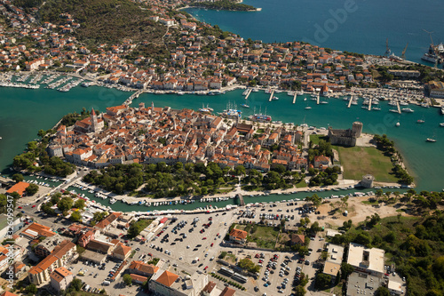 Tablou pe pânză Aerial view of the UNESCO heritage city of Trogir