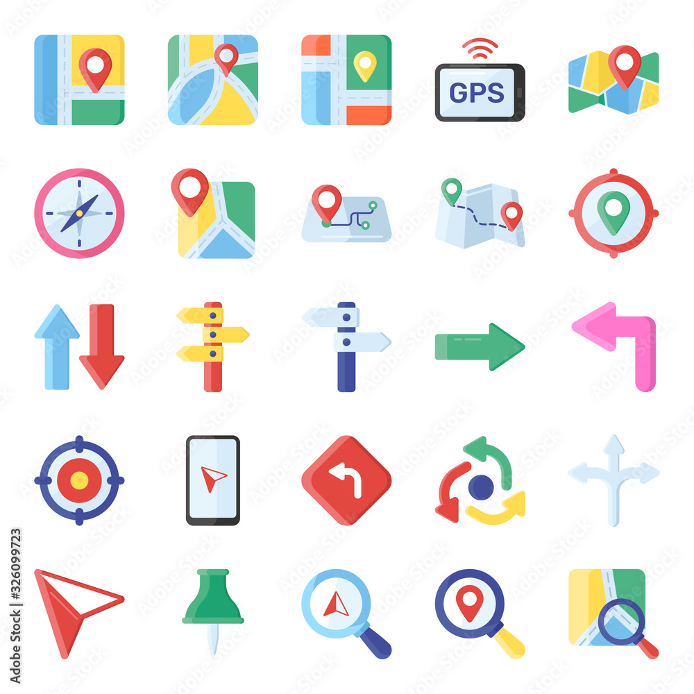 Compact Navigation Flat Vectors Pack Compact Navigation Flat Vectors Pack