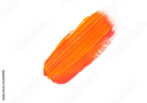 Orange brush stroke on a white background