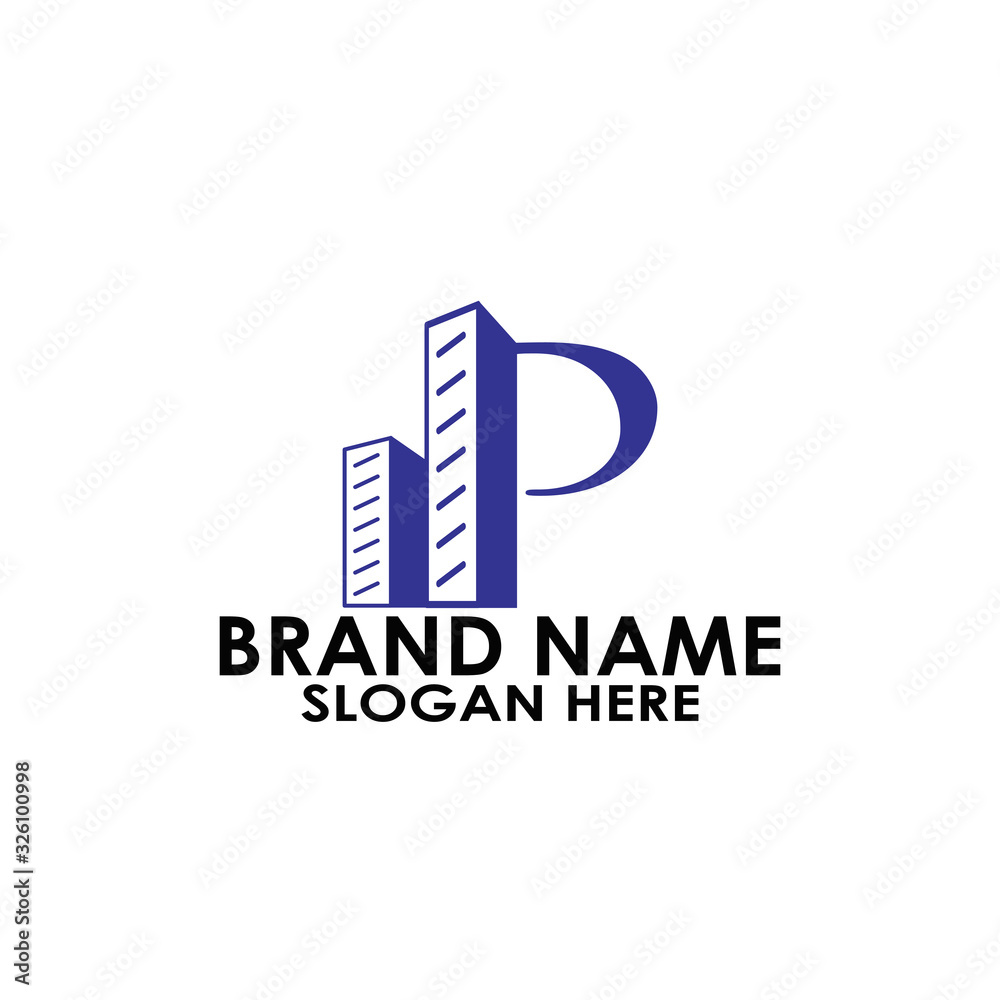 icon logo letter p real estate with vector illustration design