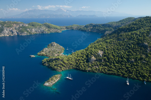 Tableau sur toile Areal view over Fethiye Gulf, Turkey