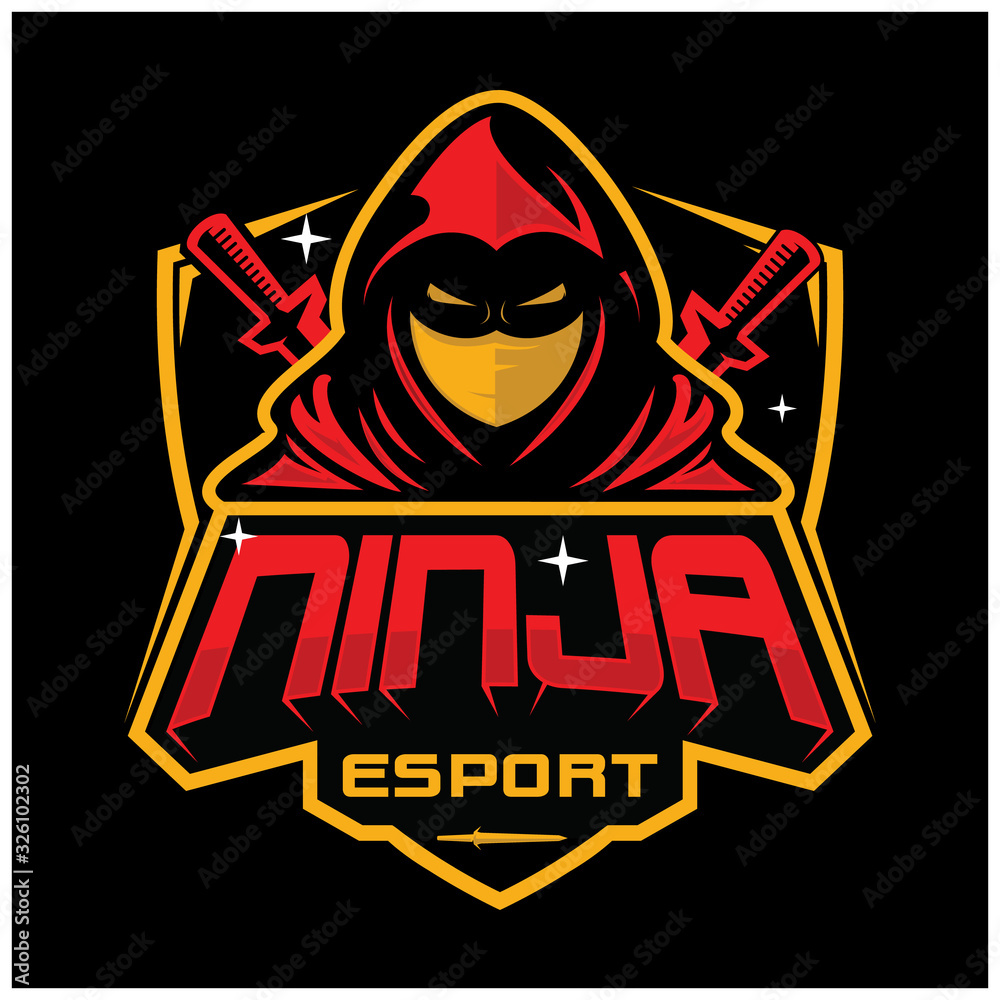 ninja japan mascot samurai assassin sword gaming  katana esport logo vector illustration