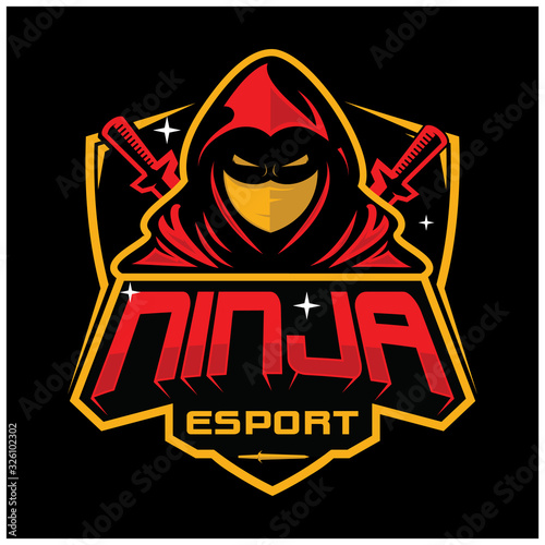 ninja japan mascot samurai assassin sword gaming  katana esport logo vector illustration