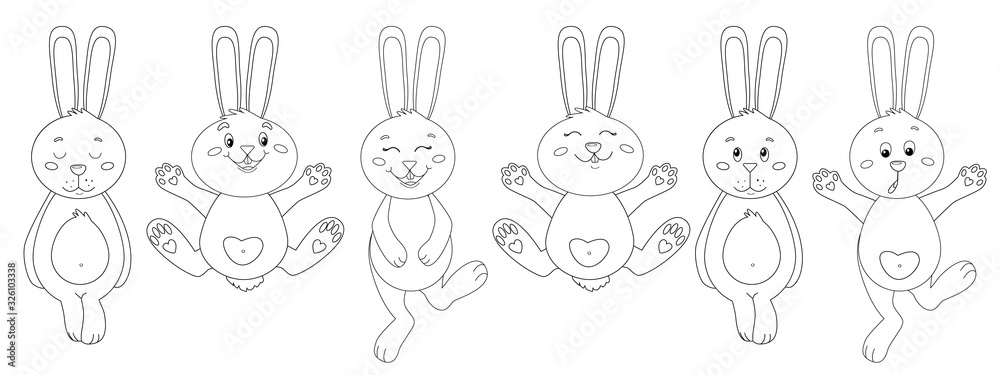 Coloring. Happy Easter. Cartoon Vector Illustration. Isolated on white background.