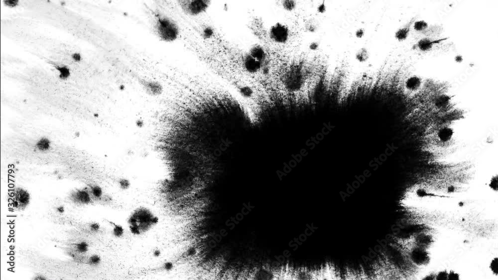 Organic Smooth Black Ink Bleed, Blots on Paper Matte Luma Overlay or Background 