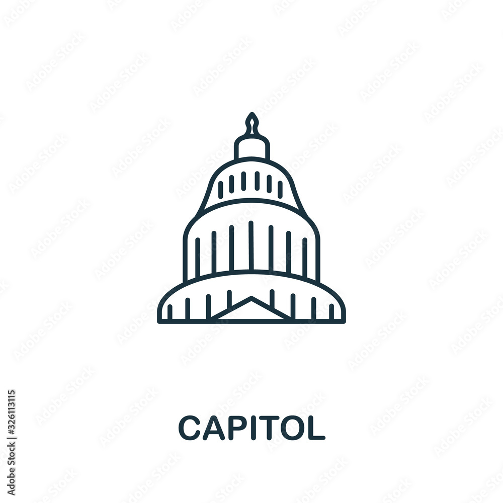 Capitol icon from usa collection. Simple line Capitol icon for templates, web design and infographics