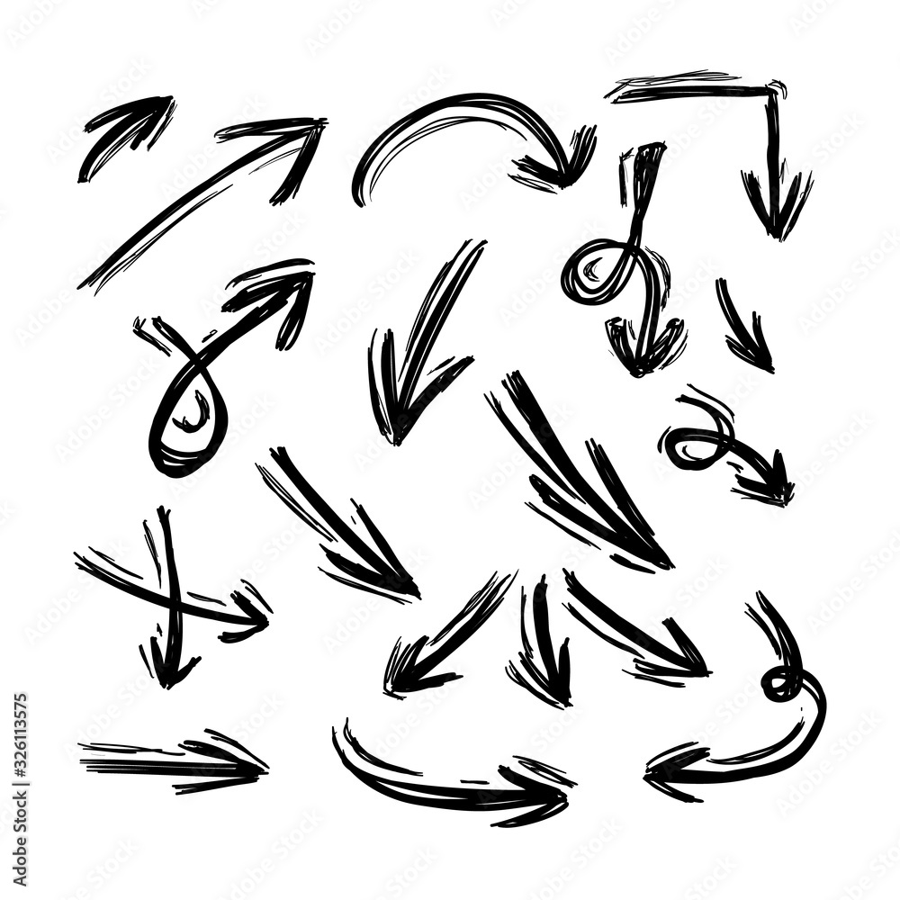 Vector hand drawns arrows collection, scribble black lines, sketch style drawings. Vector hand drawns arrows collection, scribble black lines, sketch style drawings.
