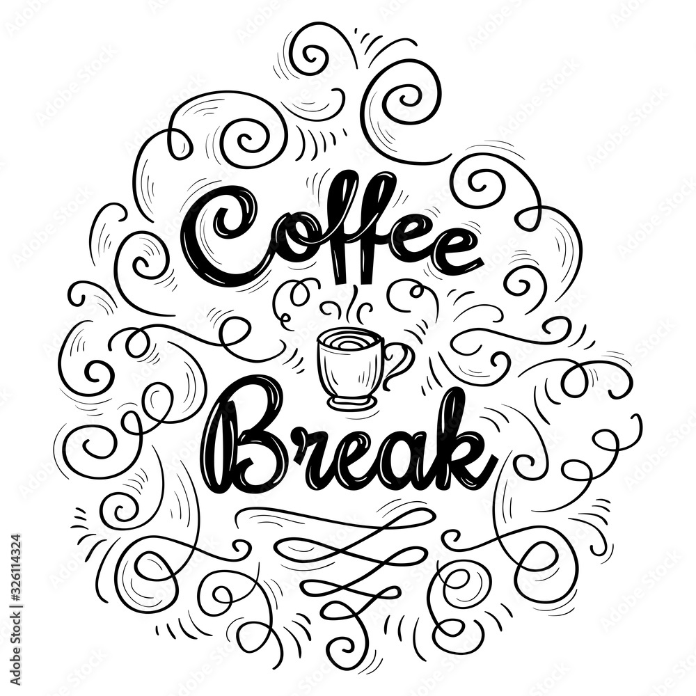 Coffee break - black and white decorative ornate emblem Coffee break - black and white decorative ornate emblem